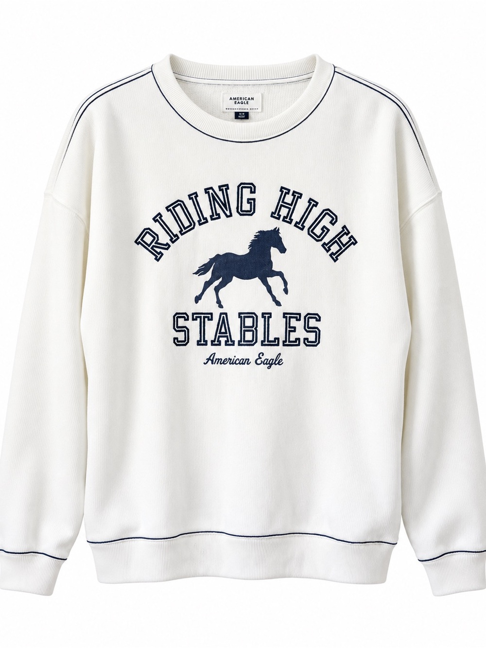 American Eagle Outfitters Cream 'Riding High Stables' Crewneck Sweatshirt